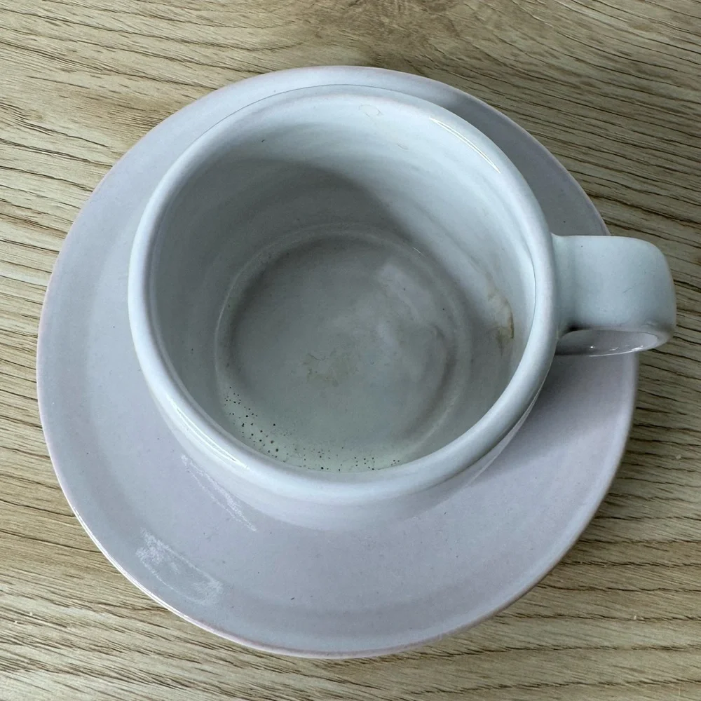 Set of 5 Frankoma Bone‎ White Cream Tea Cups and Saucers Handmade Art Pottery